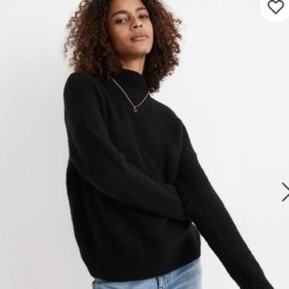 Madewell Dillon Mockneck Pullover Sweater Wool Black size Small